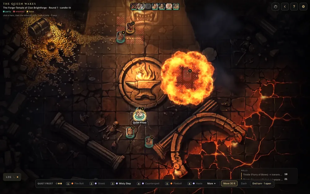 A Fireball exploding on the battle map